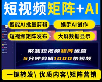 抖音短视频矩阵获客系统剪辑运营seo排名爆店码优化霸屏AI自动混剪推广拓客企业号